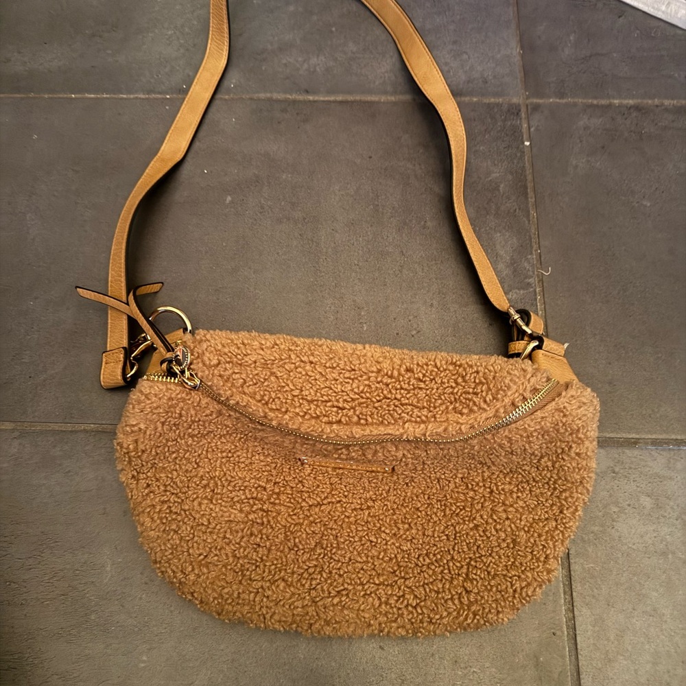 Poppy & Peonies Tan Sherpa Crossbody Bag